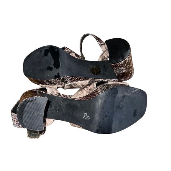 Jeffrey Campbell "Amma" Snake Print Platform Shoes Size 7.5 BLock Heel Open Toe - Picture 4 of 6